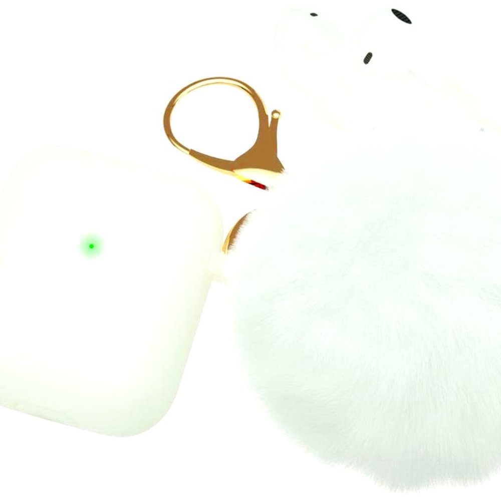 Airpod Case,Silicone Cover with Fur Ball Keychain